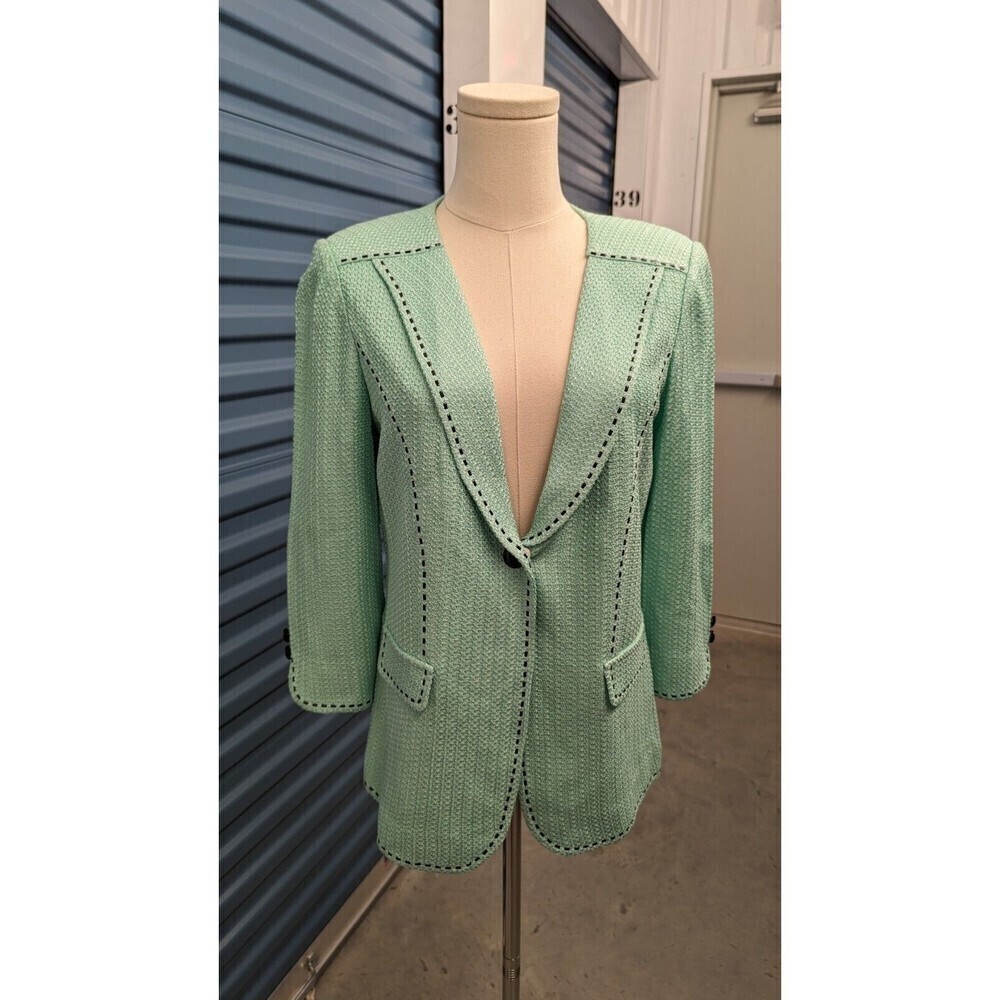 Toula Studded Single Button Accents Shoulder Pads Acrylic Blend Jacket Small‎